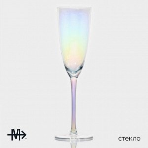 Бокалы для шампанского Magistro «Жемчуг», 270 мл, 7,5*26 см, стекло, перламутровые, набор 2 шт
