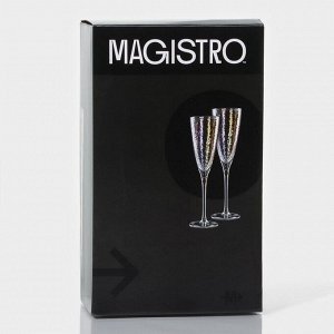 Бокалы для шампанского Magistro «Жемчуг», 270 мл, 7.5x26 см, набор 2 шт., стекло, перламутровые