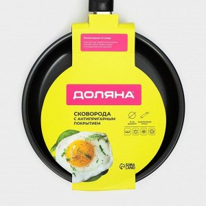 Сковорода Доляна Promo, d=16 см, пластиковая ручка, антипригарное покрытие, цвет чёрный
