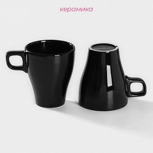 Кружки Доляна Coffee break, 300 мл, набор 2 шт., керамика, чёрные