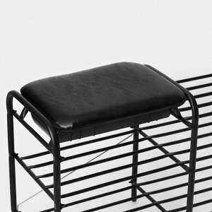 Этажерка для обуви с сиденьем и ящиком «Люкс», 79x33x50 см, цвет чёрный