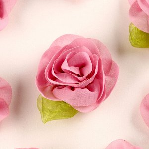 Цветы для декора искусственные из ткани, набор 8 шт., розовые