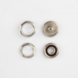 Кнопки рубашечные, открытые, с установщиком, d = 10 мм, 15 шт, цвет серебряный