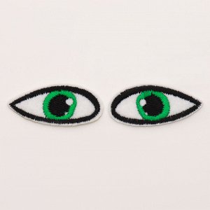 Набор термонаклеек «Глаза»: правый и левый, 1,4 x 3,5 см, овальный, цвет зелёный, 100 шт.