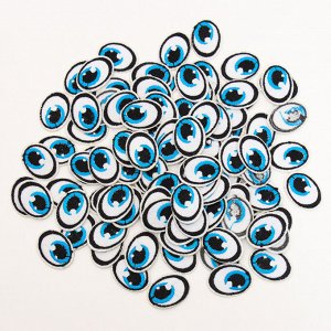 Набор термонаклеек «Глаза»: правый и левый, 2,7 x 2 см, овальный, цвет голубой, 100 шт.