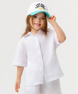 Блузка Белая муслиновая рубашка с коротким рукавом для девочки - идеальный вариант для жаркой погоды. Натуральная хлопковая ткань создает эффект воздушности, потому что материал очень тонкий, легкий и