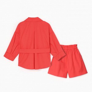Костюм для девочки (Рубашка и шорты) MINAKU, цвет красный, рост