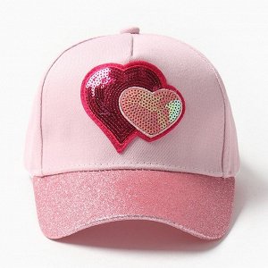 Кепка для девочек MINAKU "Сердца" цвет  розовый, р-р 52