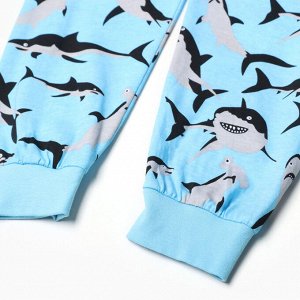 Пижама для мальчиков, цвет голубой/акулы, рост