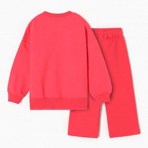 Комплект для девочек (свитшот, брюки), цвет фуксия, рост 110