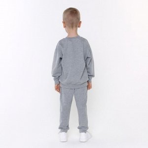 Костюм для мальчика (свитшот, брюки), цвет средне-серый меланж, рост, см