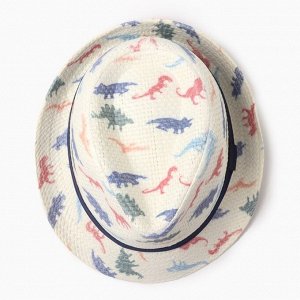 Шляпа для мальчиков "Динозаврики" MINAKU, р-р 52-54, цв. молочный