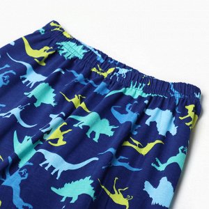 Пижама для мальчиков, цвет темно синий/дино, рост 140