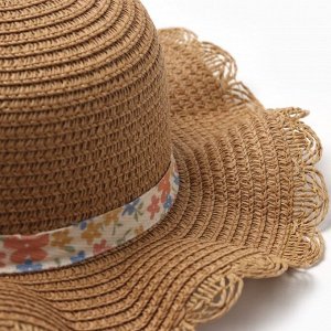 Шляпа для девочки "Милашка" MINAKU, р-р 52, цв.светло-коричневый