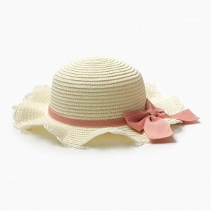 Шляпа для девочки с бантом MINAKU, р-р 52, цв.молочный