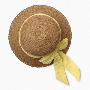 Шляпа для девочки "Принцесса" MINAKU, р-р 52, цв.светло-коричневый