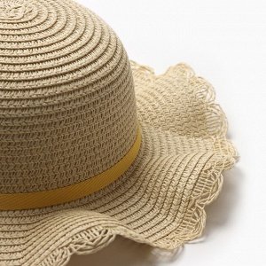 Шляпа для девочки с бантом MINAKU, р-р 52, цв.светло-коричневый
