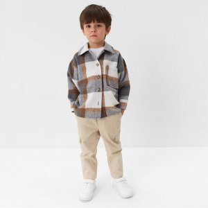 Рубашка детская KAFTAN утеплённая, цвет серо-бежевый, размер 36 (134-140 см)