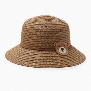 Шляпа для девочки &quot;Мишка&quot; MINAKU, р-р 52, цв.светло-коричневый