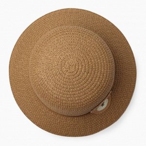 Шляпа для девочки &quot;Мишка&quot; MINAKU, р-р 52, цв.светло-коричневый