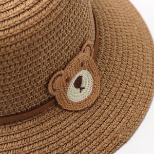 Шляпа для девочки "Мишка" MINAKU, р-р 52, цв.светло-коричневый