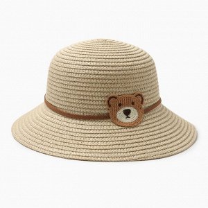 Шляпа для девочки "Мишка" MINAKU, р-р 52, цв.бежевый