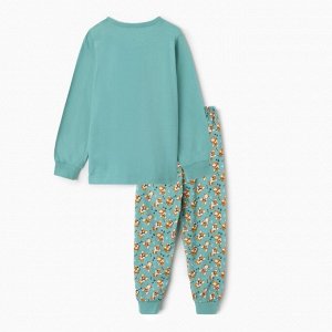 Пижама детская, цвет бирюзовый/корги, рост 116 см