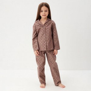 Пижама детская из фланели (рубашка, брюки) KAFTAN "Ананасы", рост, кофейный