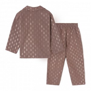 Пижама детская из фланели (рубашка, брюки) KAFTAN "Ананасы", рост, кофейный