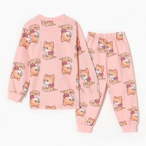 Пижама для девочек, цвет персиковый, рост