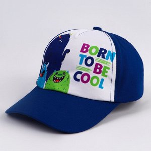 Кепка детская для мальчика Born to be cool, цвет синий, р-р 52-54, 5-7 лет
