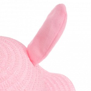 Панама "Милый зайка", уши поднимаются р-р 52-54 цвет розовый