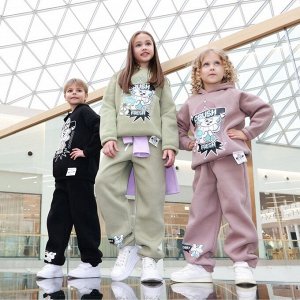 Брюки детские с начесом MINAKU: CRUSH, цвет оливковый.