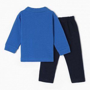 Комплект детский (лонгслив/брюки), цвет тёмно-синий, рост