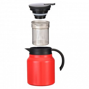 СИМА-ЛЕНД Термос-кофейник, 1 л, с ситечком, сохраняет тепло до 12 ч, красный