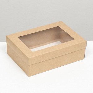 Коробка складная, крышка-дно,с окном, крафт, 24 х 17 х 8 см