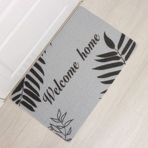 Коврик придверный Доляна Welcome home, 48x78 см, серый