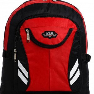 СИМА-ЛЕНД Рюкзак туристический на молнии, 4 наружных кармана, цвет красный/чёрный