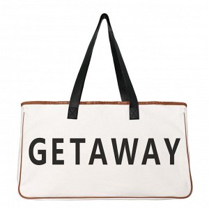 Пляжная холщовая сумка, с надписью "Getaway", цвет бежевый