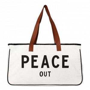 Пляжная холщовая сумка, с надписью "Peace out", цвет бежевый