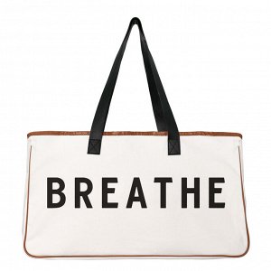 Пляжная холщовая сумка, с надписью "Breathe", цвет бежевый