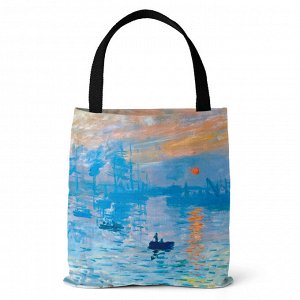 Пляжная холщовая сумка, принт "восход солнца", цвет голубой