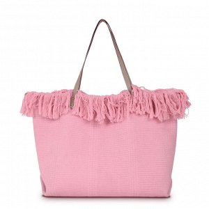 Холщовая сумка с необработанным краем, цвет розовый