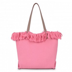 Холщовая сумка с необработанным краем, цвет ярко розовый