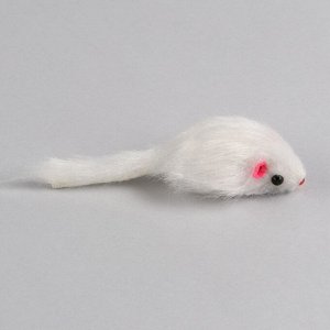 Мышь меховая однотонная 6,5 см, белая   7916101