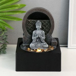 Фонтан настольный от сети, подсветка "Медитирующий Будда" серый 18х18х24 см