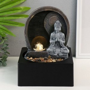 Фонтан настольный от сети, подсветка "Будда под луной" 18х18х24 см