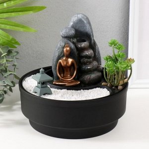 Фонтан настольный, японский сад камней «Сад камней», от сети с подсветкой, 21x21x21 см