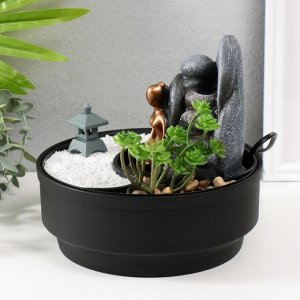 Фонтан настольный, японский сад камней «Сад камней», от сети с подсветкой, 21x21x21 см