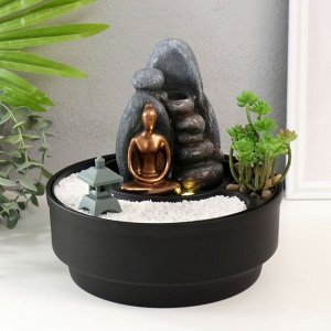 Фонтан настольный, японский сад камней «Сад камней», от сети с подсветкой, 21x21x21 см